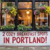 Cozy Portland breakfast spots with inviting storefront decorated with colorful hanging flower baskets, perfect for breakfast enthusiasts exploring Portland’s best breakfast cafes and eateries.