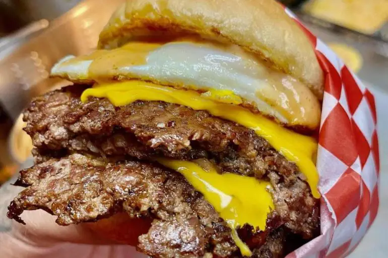 huge burger at Midnight At Burnies Drive-up in Stockton california