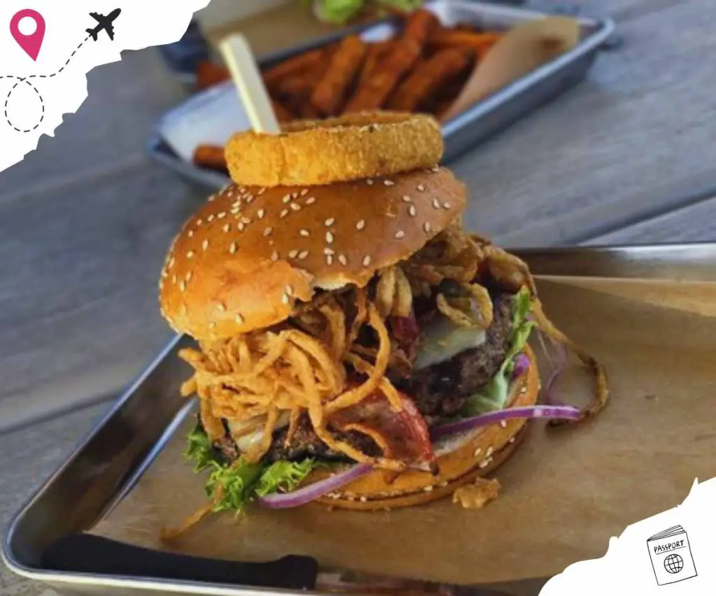 The tumbleweed burger at Backwoods Burgers in Oakdale CA