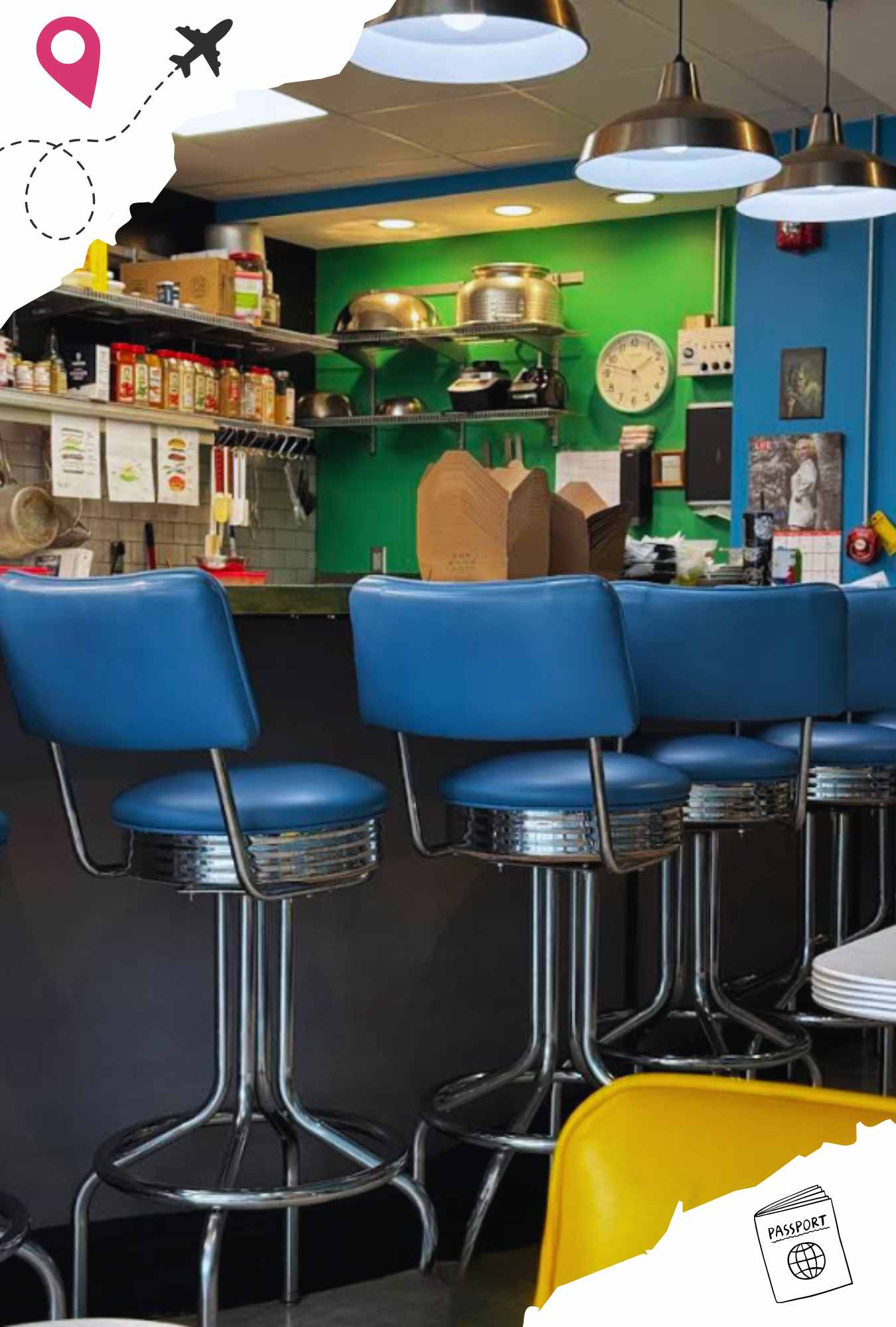 inside the park diner in Cincinnati. Cute bar stools!