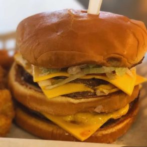 Huge burger at Frosty Drive N in Denton Tx