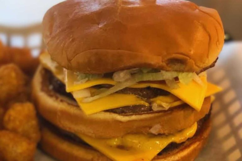 Huge burger at Frosty Drive N in Denton Tx