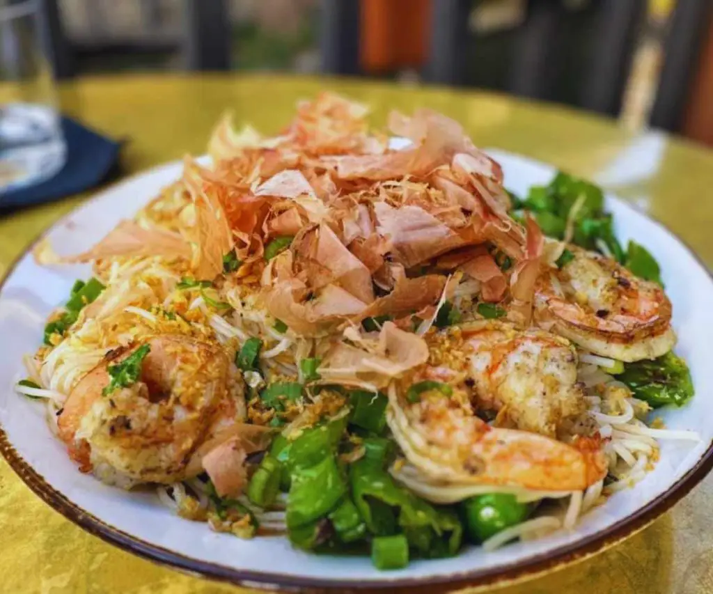 Gulf shrimp & noodles at Tokyo cowboy in San Antonio tesxas