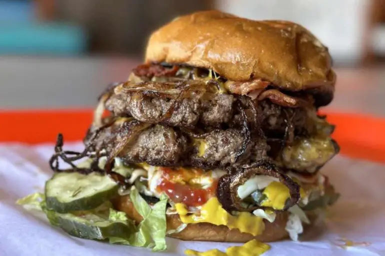 huge burger at Duke's old fashioned onion burgers in la Mesa San Diego california