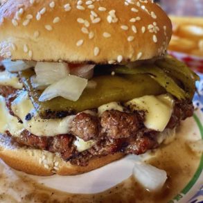 huge burger at the Chuckbox in Tempe Arizona photo by FoodWanderer