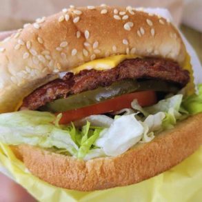 burger at mom's ol fashion burgers in Fresno california