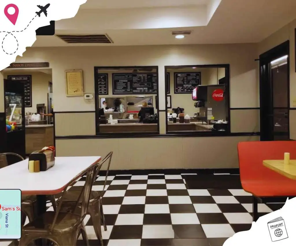 inside sam's super burger in grand Bay alabama 