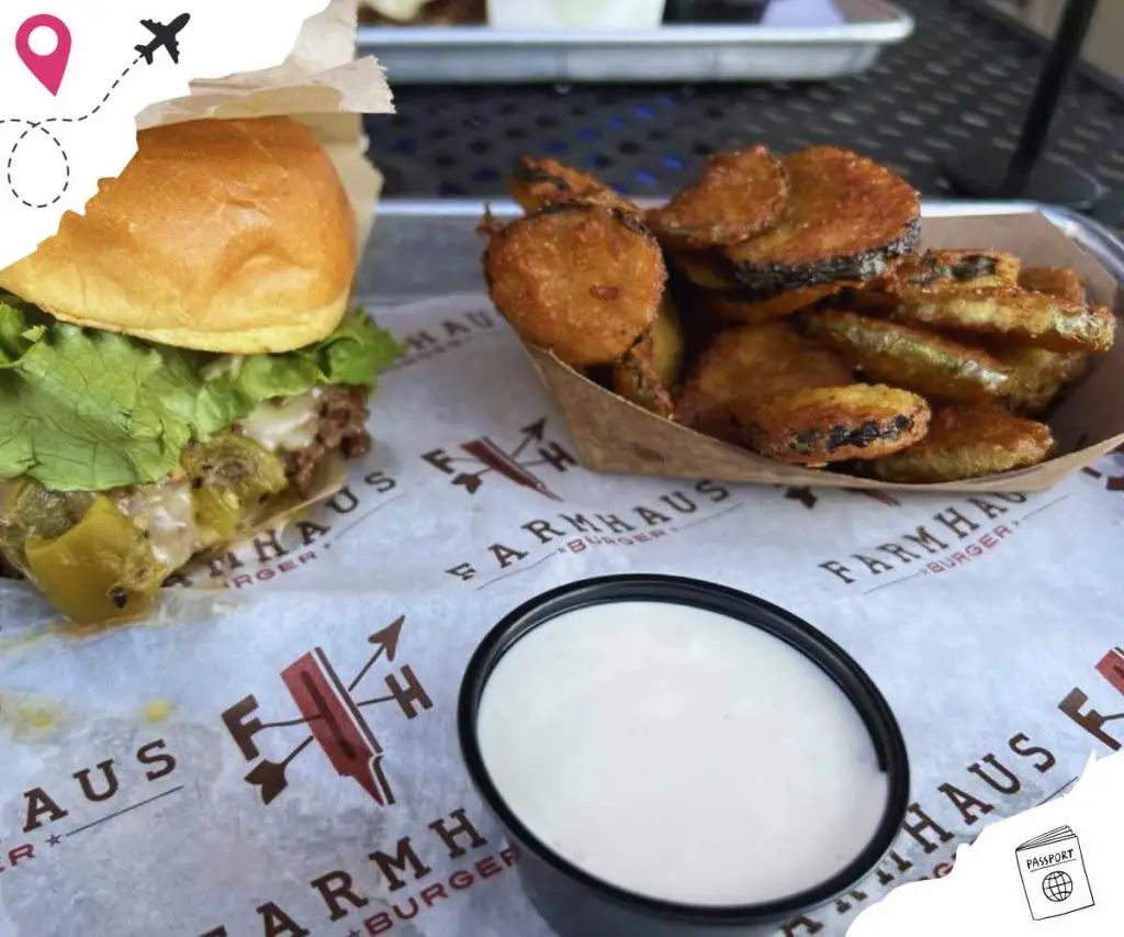 fried pickles with ranch at Farmhaus burger in Augusta ga