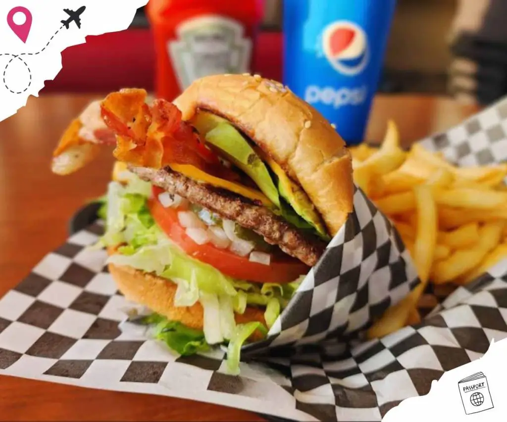 bacon avocado burger at super Chili burgers in Chino ca
