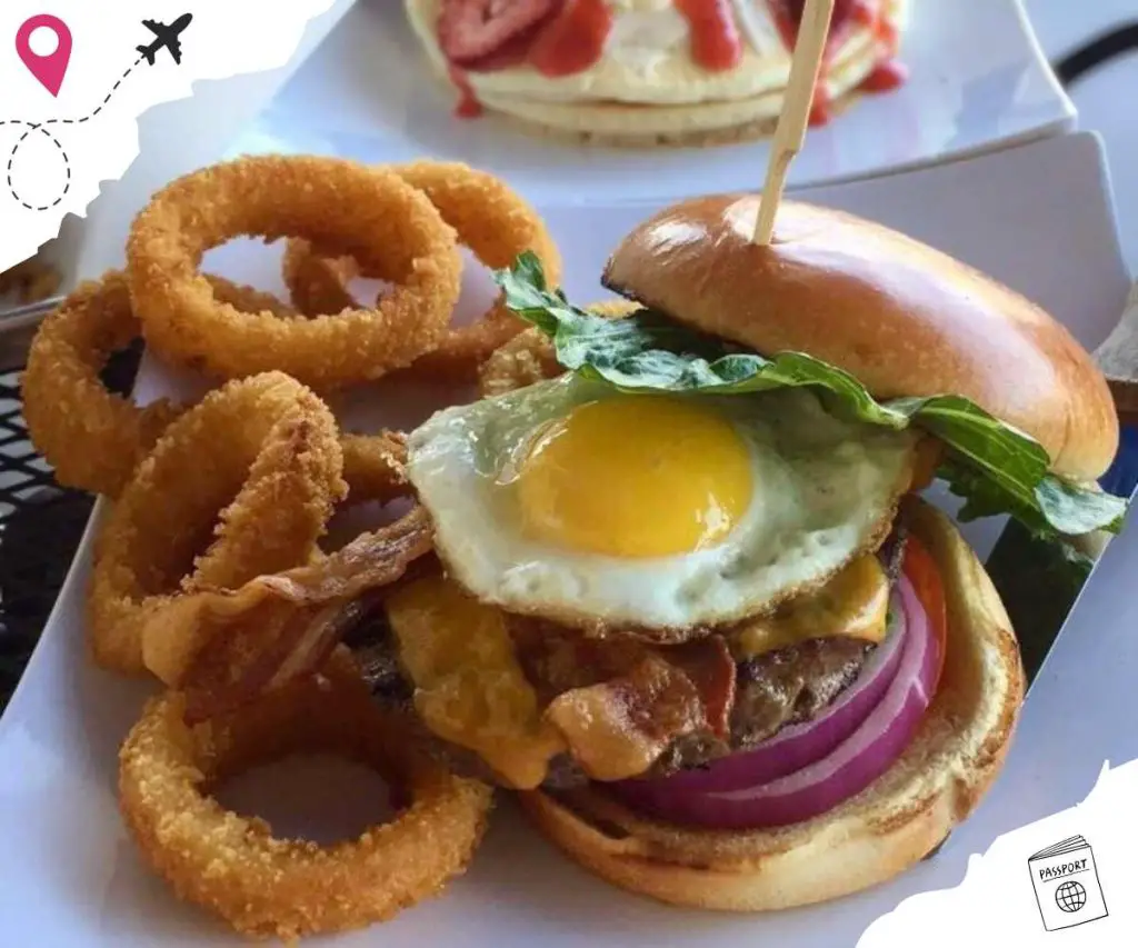 sunny California burger at maggie's cafe in San Diego ca