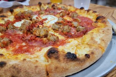 deep dish pizza at v Pizza in Cary north carolina