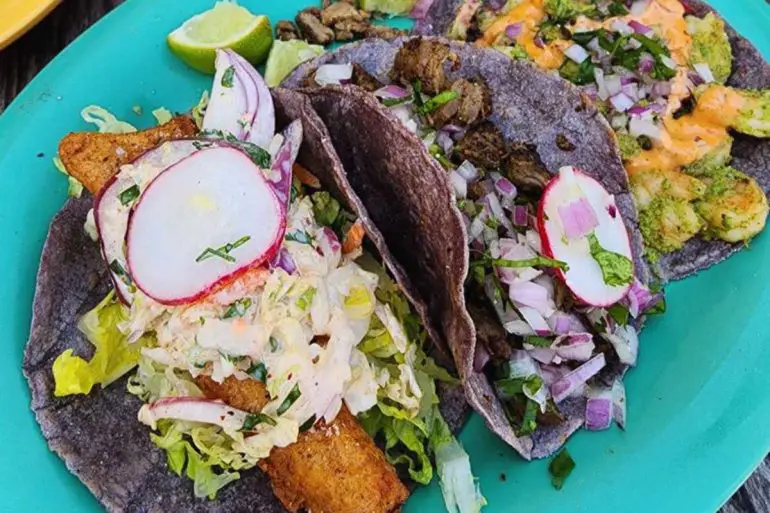 colorful tacos at El tesoro Mexican restaurant in Atlanta georgia