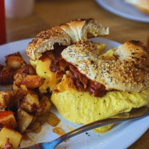breakfast bagel at jp's bagel place in Hollywood florida