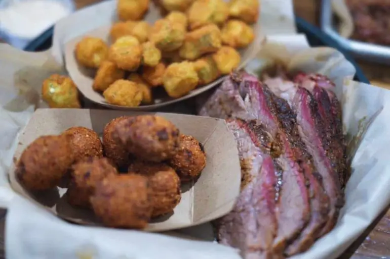 brisket and sides at Bakersfield barbecue company in Bakersfield california