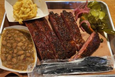 pork rib plate at bashful bandit barbecue in Tucson arizona