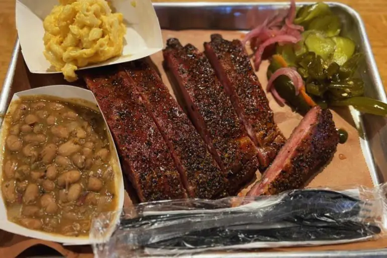 pork rib plate at bashful bandit barbecue in Tucson arizona