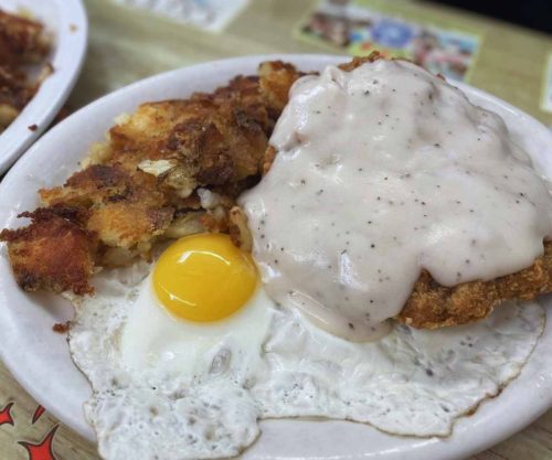 chicken fried steak and eggs at bobo's restaurant in Tucson az