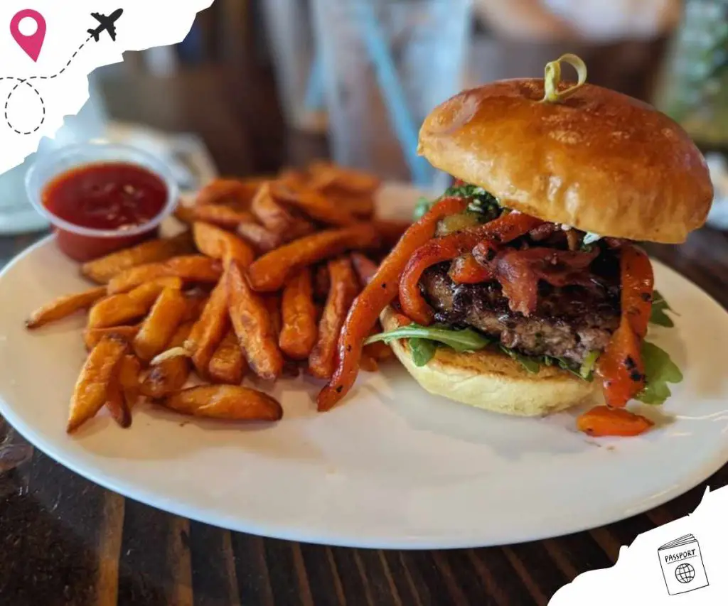 pesto Presto burger at left bank burger bar in Jersey City nj