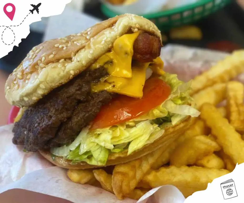 a burger and fries at king's burger in San Jose california