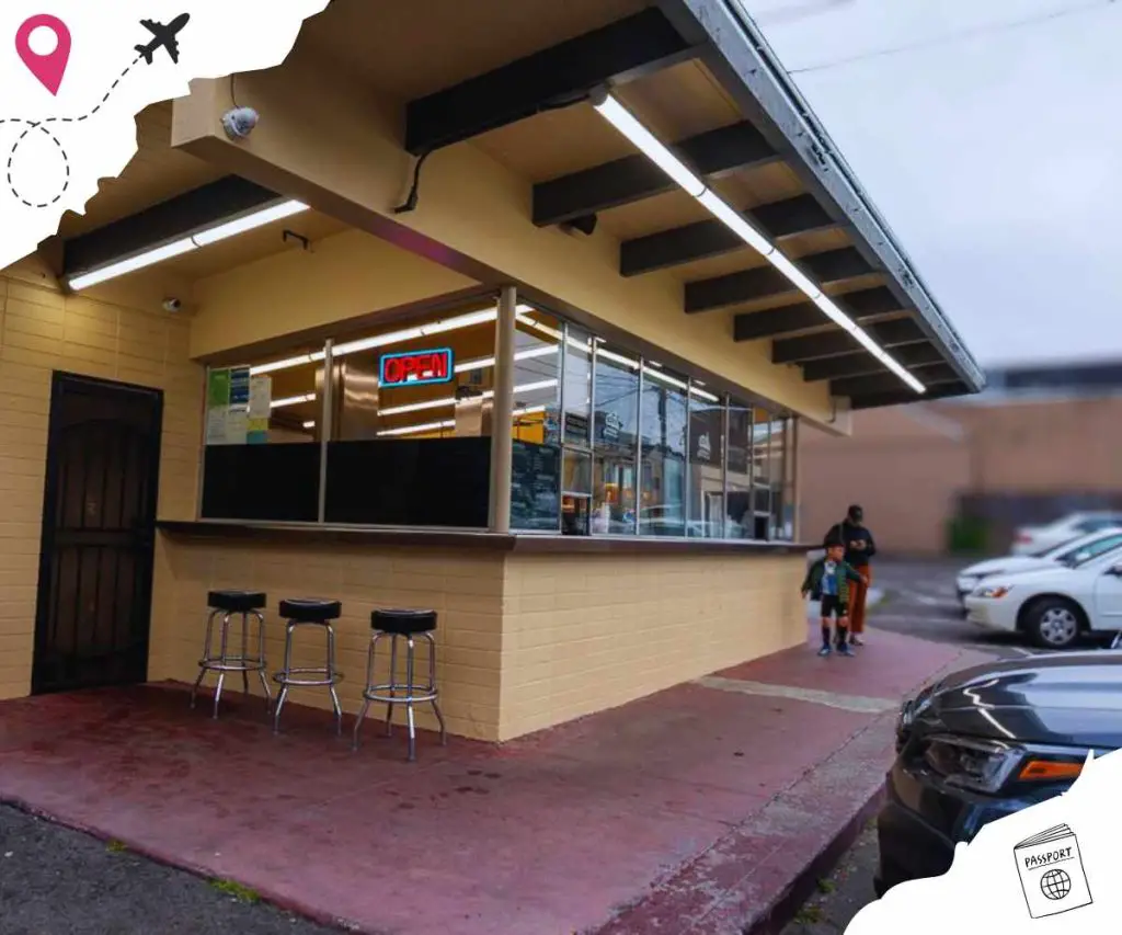 outside of beep's burgers in San Francisco ca