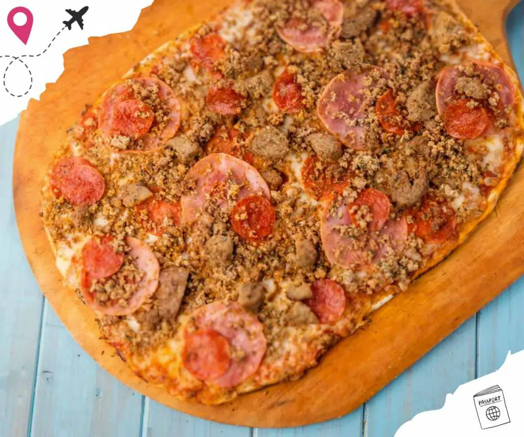 meat lovers pizza at i Fratellis in Fort Worth Texas