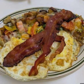 Delicious breakfast at louie's cafe in baton rouge louisiana