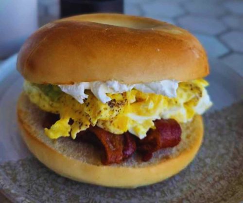 breakfast sandwich at cafe 33 in Sacramento, ca