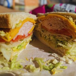 huge sandwich at country deli in kill devil hills in north carolina