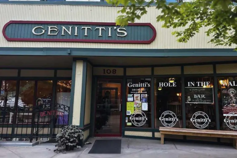 outside genitti's hole in the wall in Northville mi