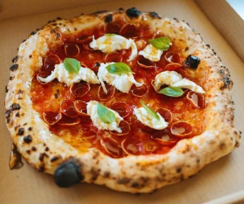 wood fired pizza at nuovo wood fired pizza in Clovis california