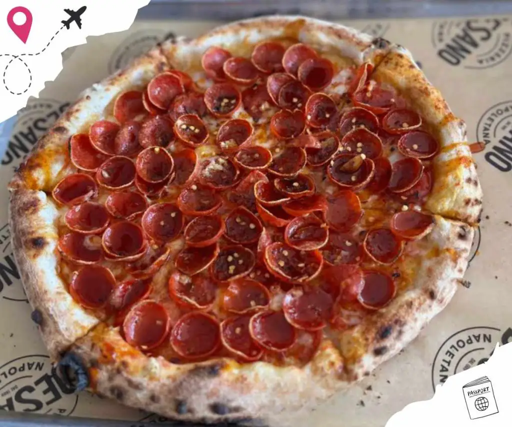pepperoni pizza at desan's pizzeria napoletana in Austin texas