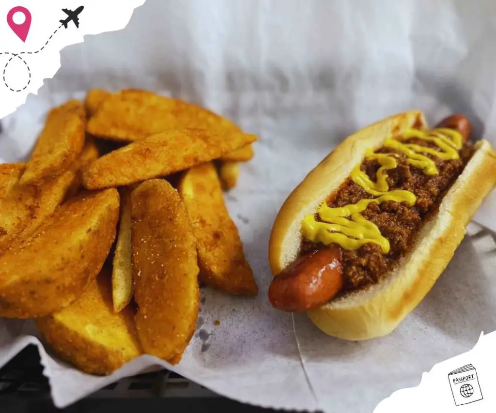 hot dog and fries at razorback restaurant in Chesapeake va
