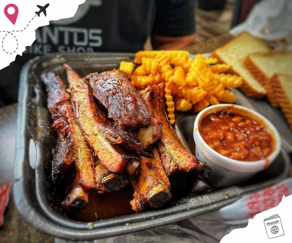 ribs and fries and beans at archibald's bbq in Tuscaloosa al