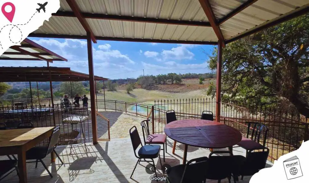 outside patio area at hillbillyz of Texas in Boerne Texas