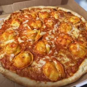 ravioli in vodka sauce pizza at pino's pizza in deer park ny