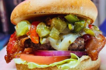 huge burger at the burger dive in Billings montana