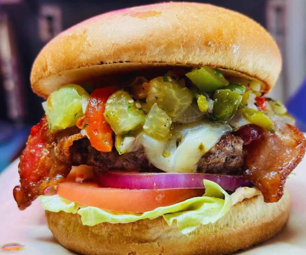 huge burger at the burger dive in Billings montana