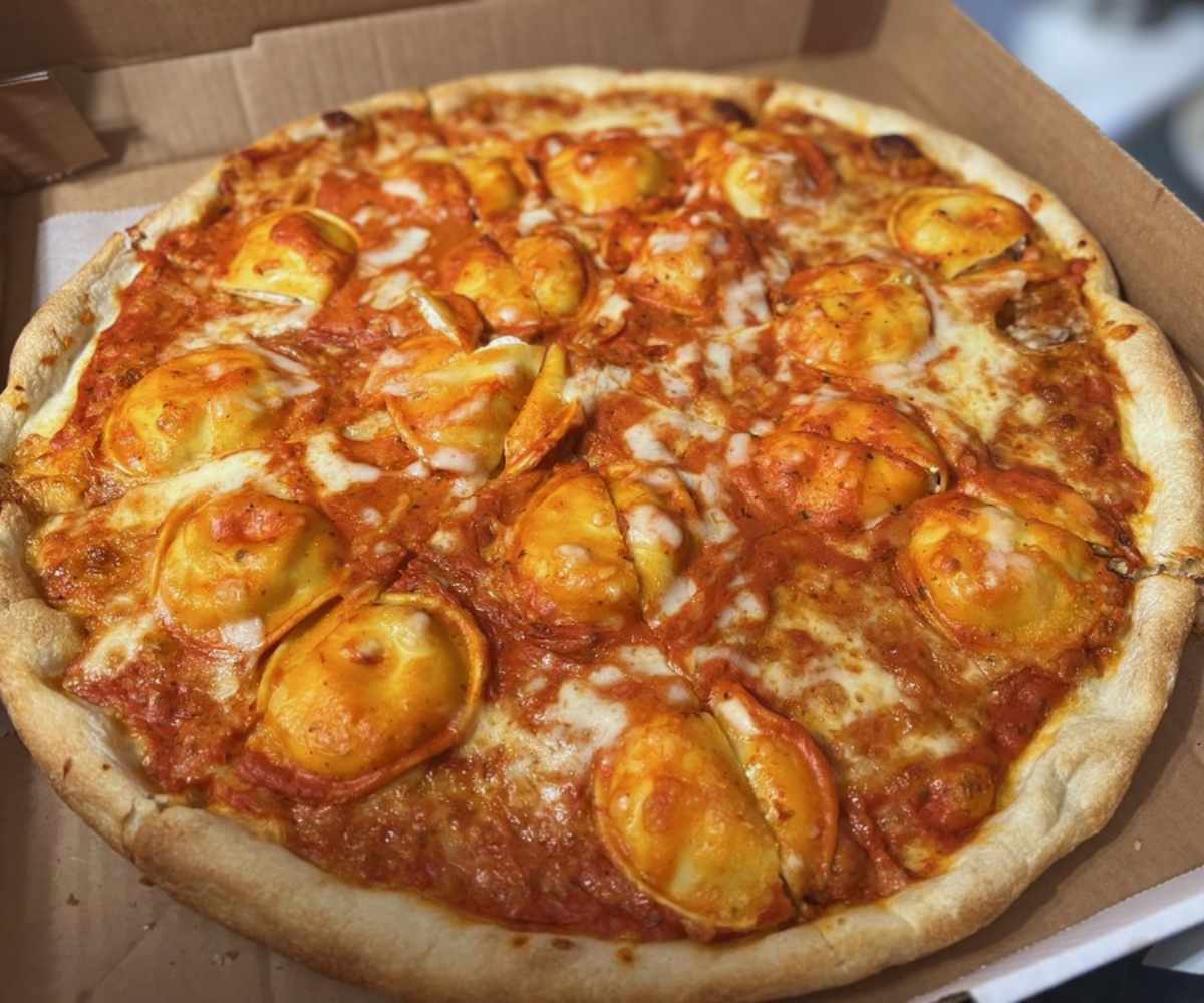 ravioli in vodka sauce pizza at pino's pizza in deer park ny