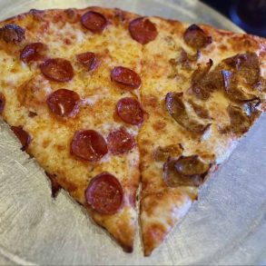pizza slices at Buono's Pizza in Gilbert Arizona