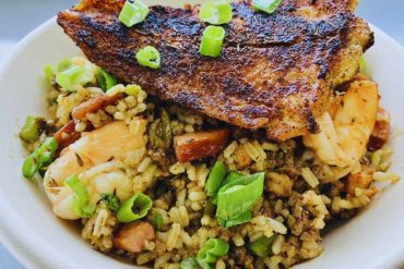 fish and rice at Dirty South Cajun Comfort Food