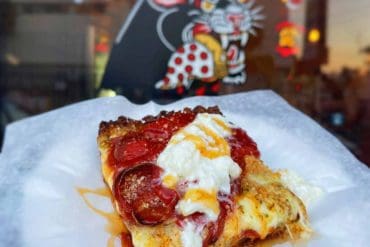 square pepperoni pizza at apollonia's pizzeria in Los Angeles california