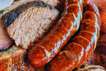 sausage and brisket at Reese Bros BBQ in San Antonio Texas
