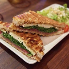 prosciutto and brie panini at postino's in Irvine ca