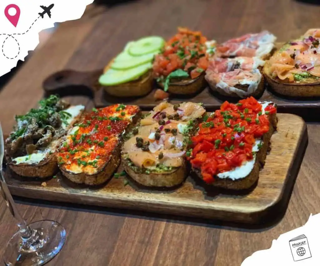 bruschetta board at postino's in Irvine california