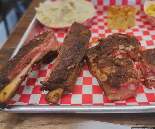 ribs and side at Uncle Tony's backyard bbq in Orlando florida