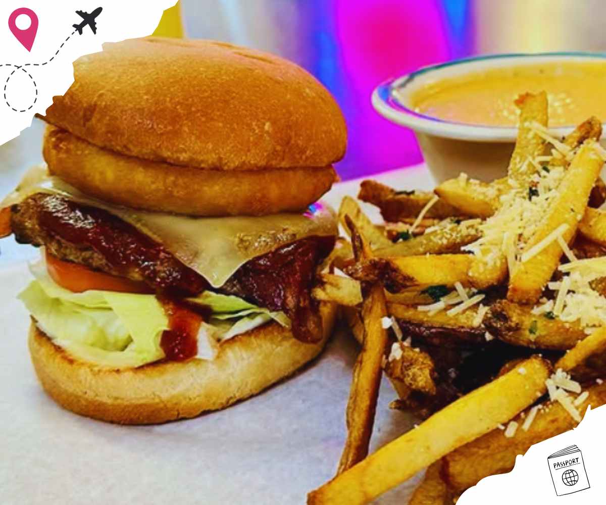 burger and fries at the burger dive in Billings mt