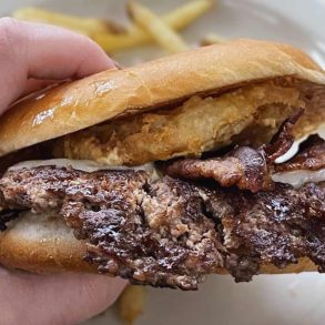 Southwest burger at miner-dunn hamburgers in highland indiana