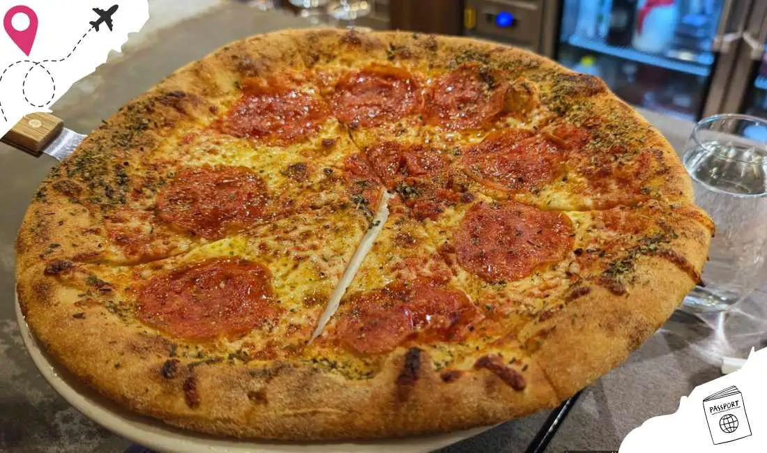 pizza at fiume's on the San Antonio riverwalk, Texas