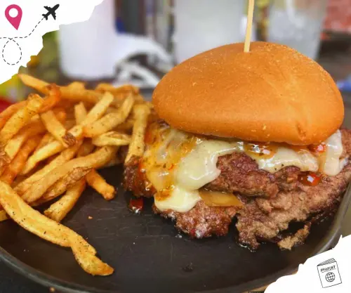 burger and fries at burgers & bakery in Spartanburg SC