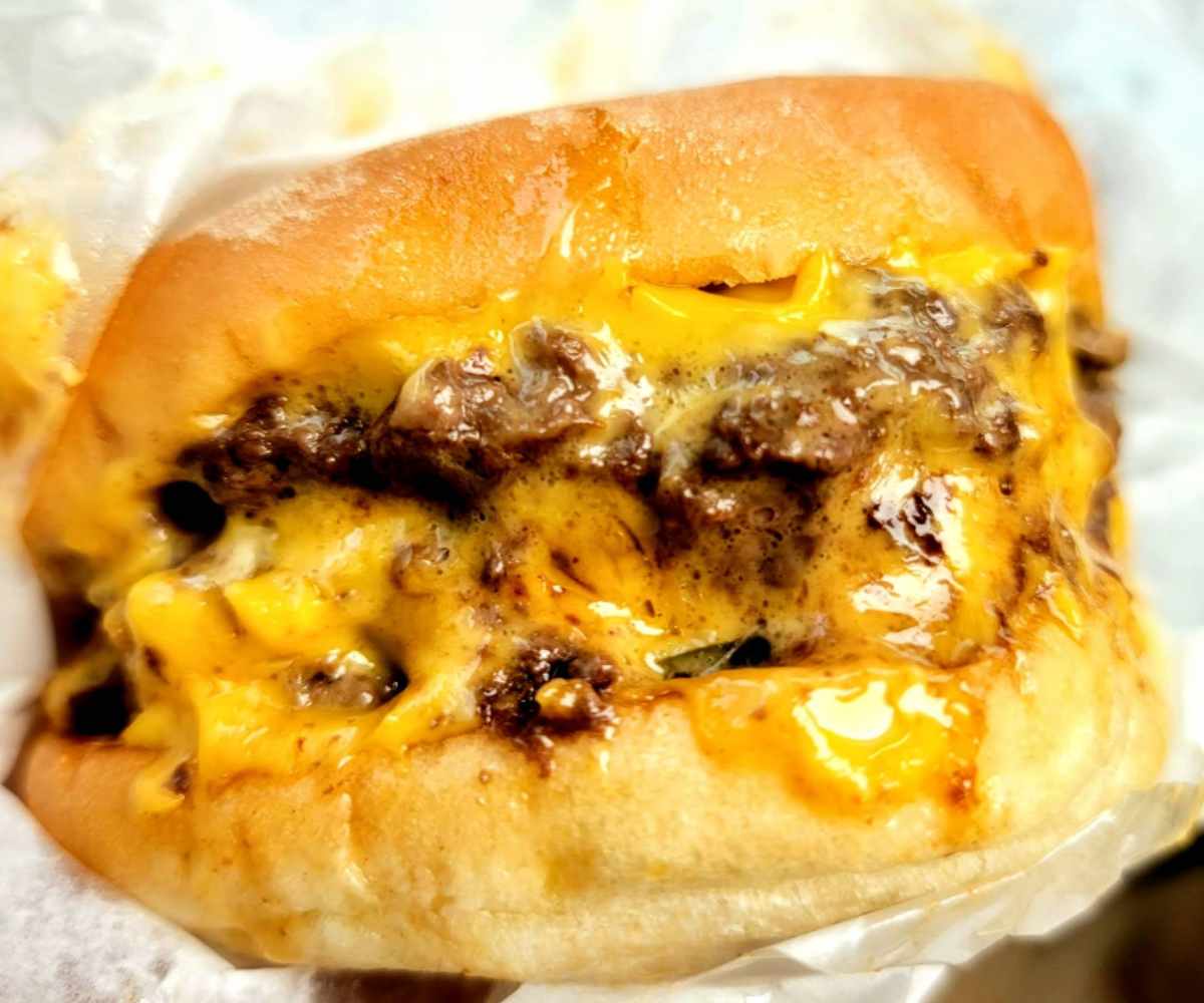 juicy cheeseburger at mark's in and out  beefburgers in Livingston montana